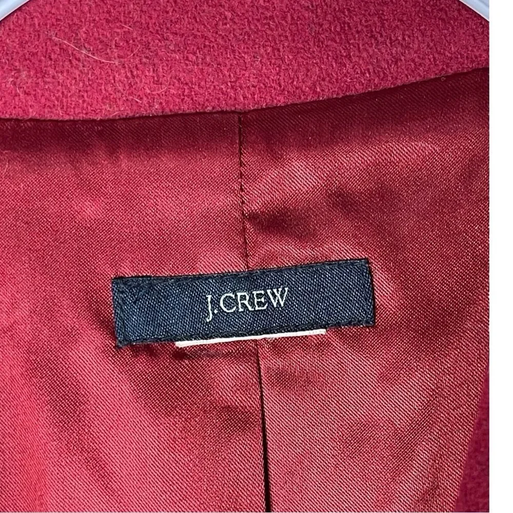 J. Crew women’s small dark red 100% wool double breasted button up pea coat